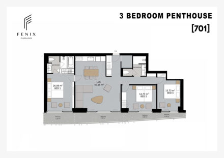 08.Fenix Furano Floor Plan-3 Bedroom penthouse (701)